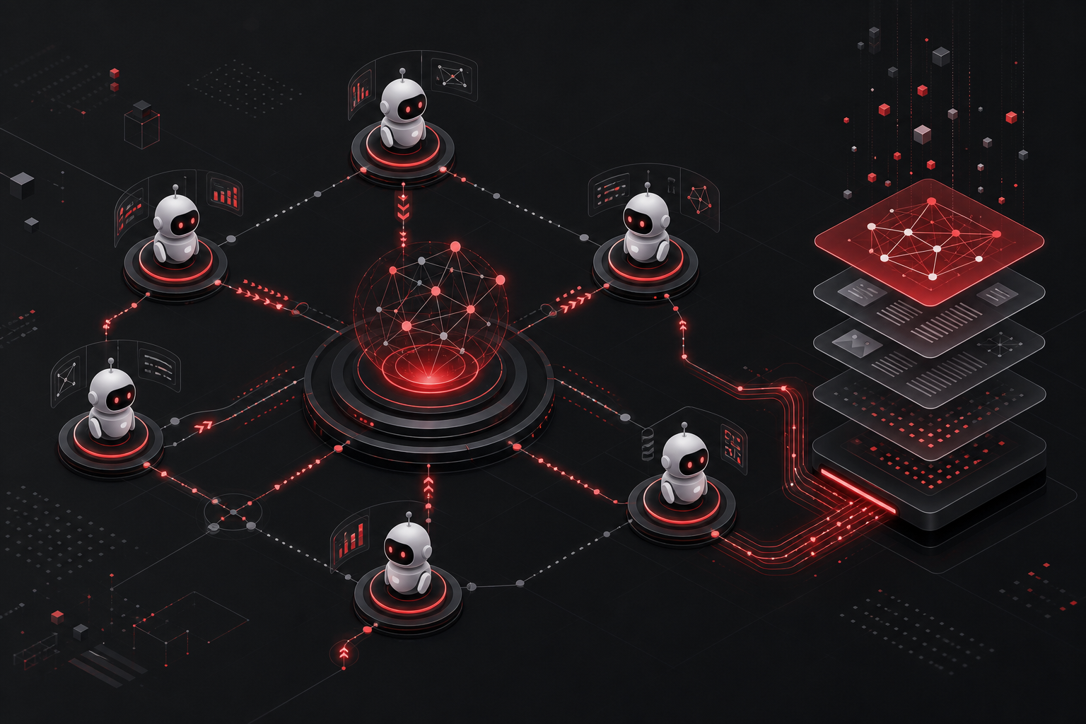 Multi-agent AI system orchestration graph illustration 2026